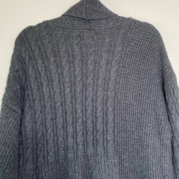 Joie Gray Cable Knit Open Front Chunky Cardigan Large - Picture 10 of 13